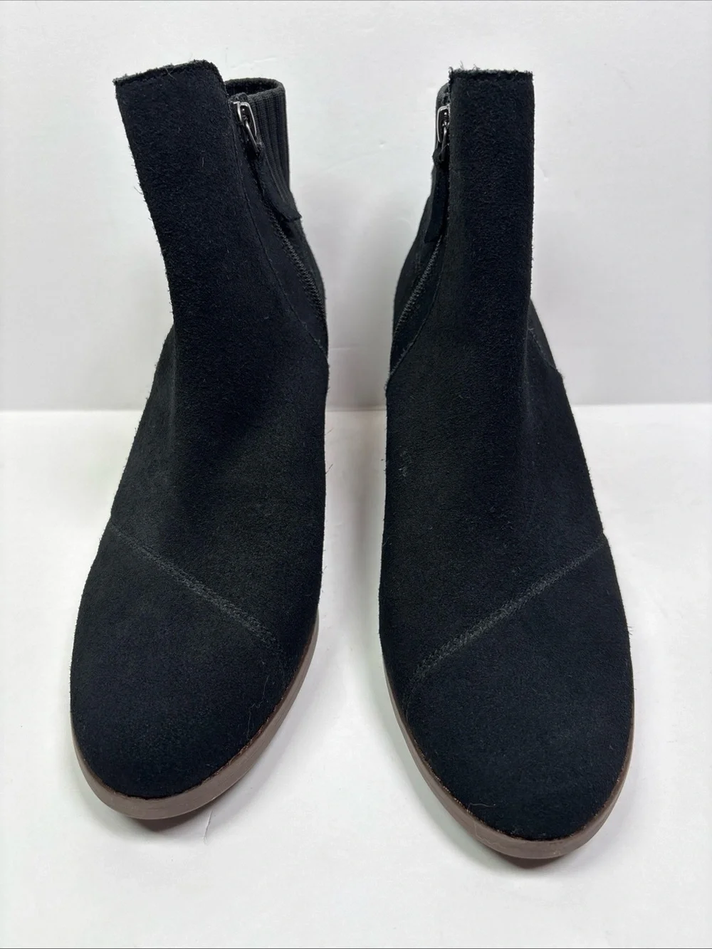 Toms Sadie Womens Boot Black Suede Wedge Bootie Ortholite Size 10